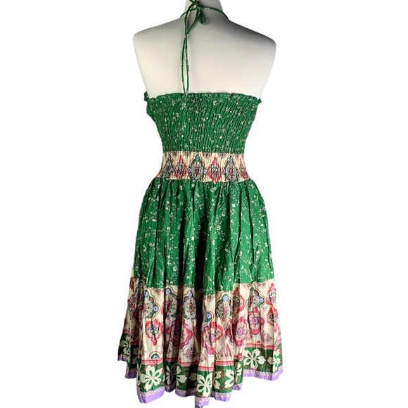 Forever Halter Style Top Smocked Bodice Tier Ruffle MIDI Sundress Size Small - Picture 3 of 7